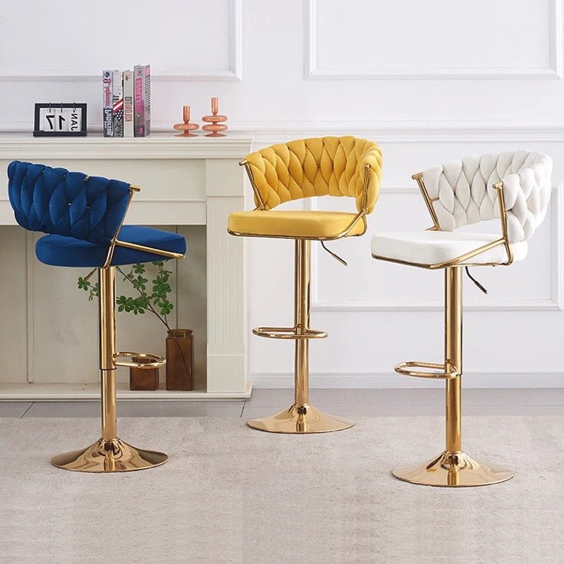 Nolan Velvet Bar Stool Padded (Set of 2) Green