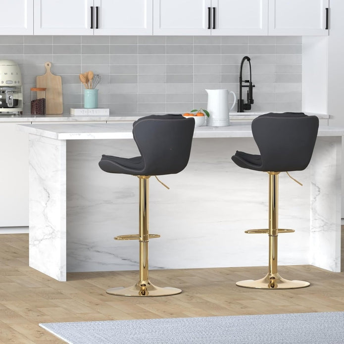 Vera Velvet Counter Stool Swivel Adjustable (Set of 2) Black & Red