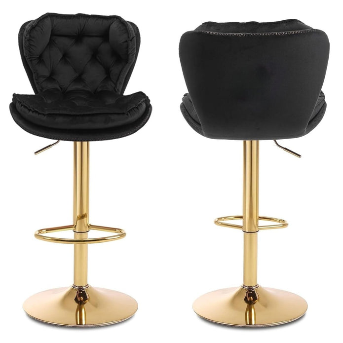 Vera Velvet Counter Stool Swivel Adjustable (Set of 2) Black & Red