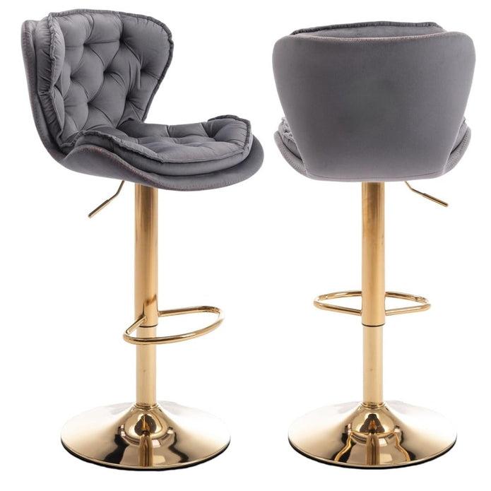 Beckett Velvet Counter Stool Swivel Adjustable (Set of 2) Grey & Red