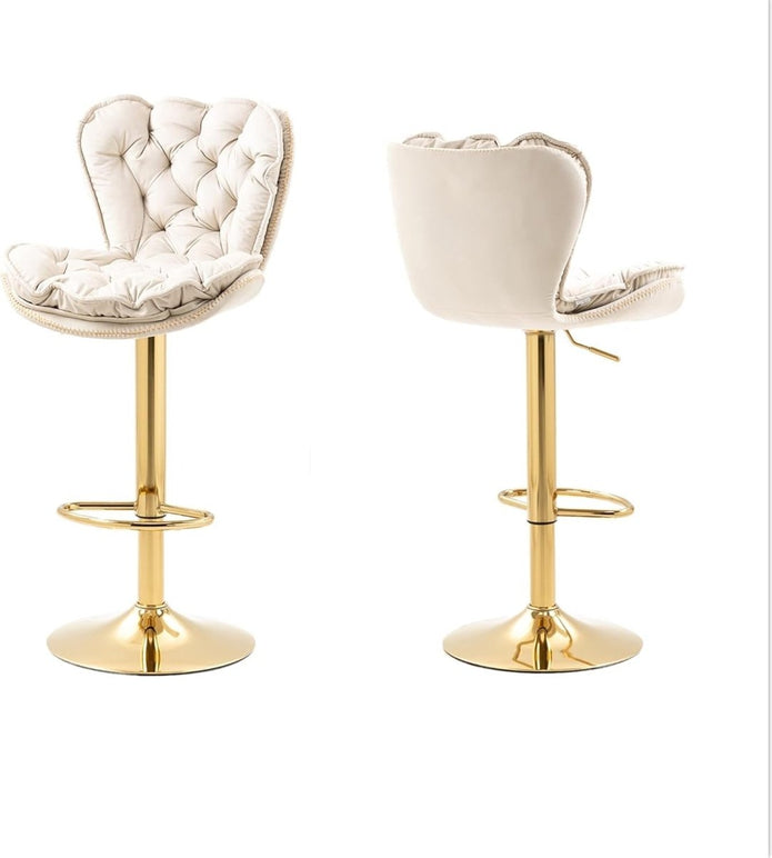Gray Velvet Counter Stool Swivel Adjustable (Set of 2) Red