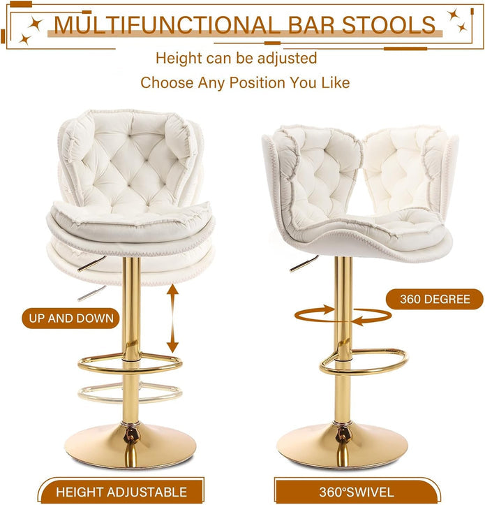 Gray Velvet Counter Stool Swivel Adjustable (Set of 2) Red