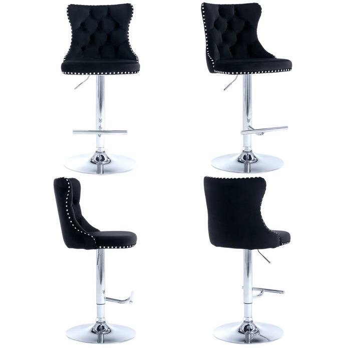 Fox Velvet Counter Stool Swivel Adjustable Black