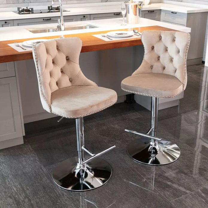 Leo Velvet Counter Stool Swivel Adjustable