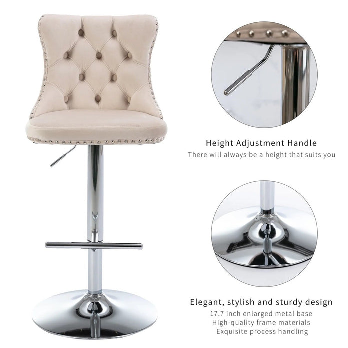 Leo Velvet Counter Stool Swivel Adjustable