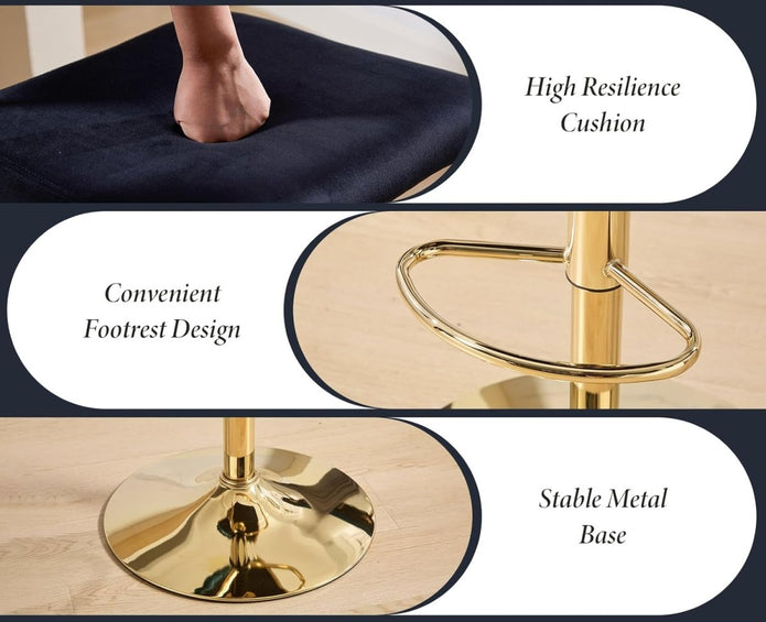 Eames Velvet Bar Table Swivel Adjustable (Set of 2) Black