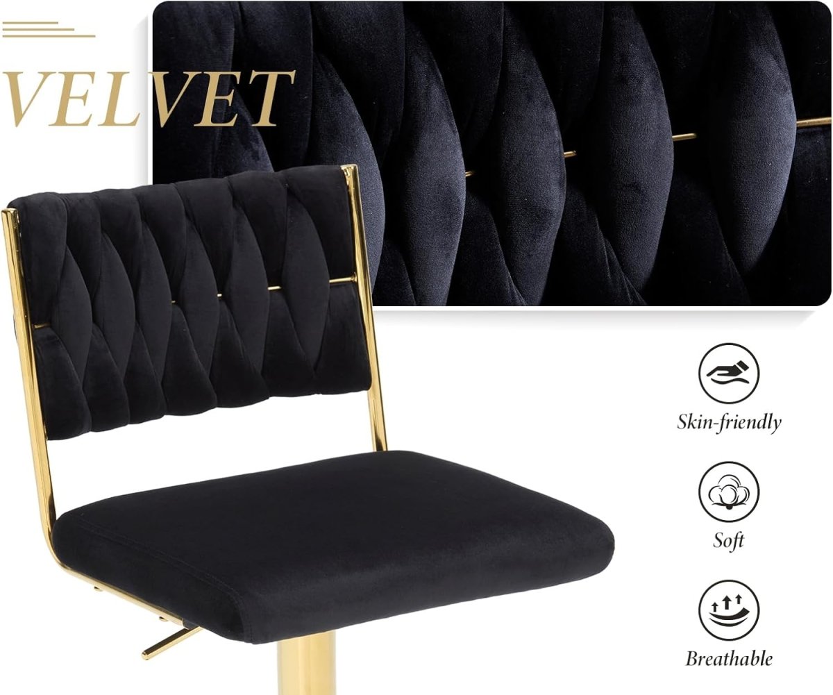 Eames Velvet Bar Table Swivel Adjustable (Set of 2) Black