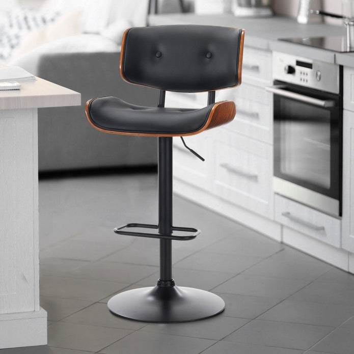 Boris Wooden Counter Stool Swivel Black