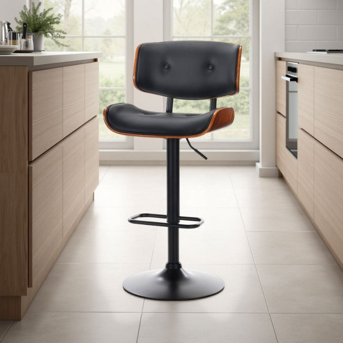 Boris Wooden Counter Stool Swivel Black
