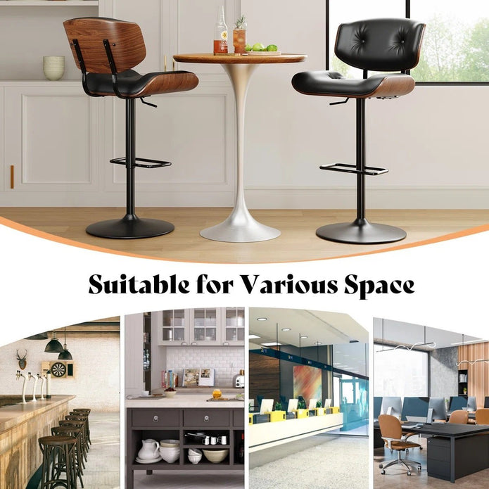 Boris Wooden Counter Stool Swivel Black