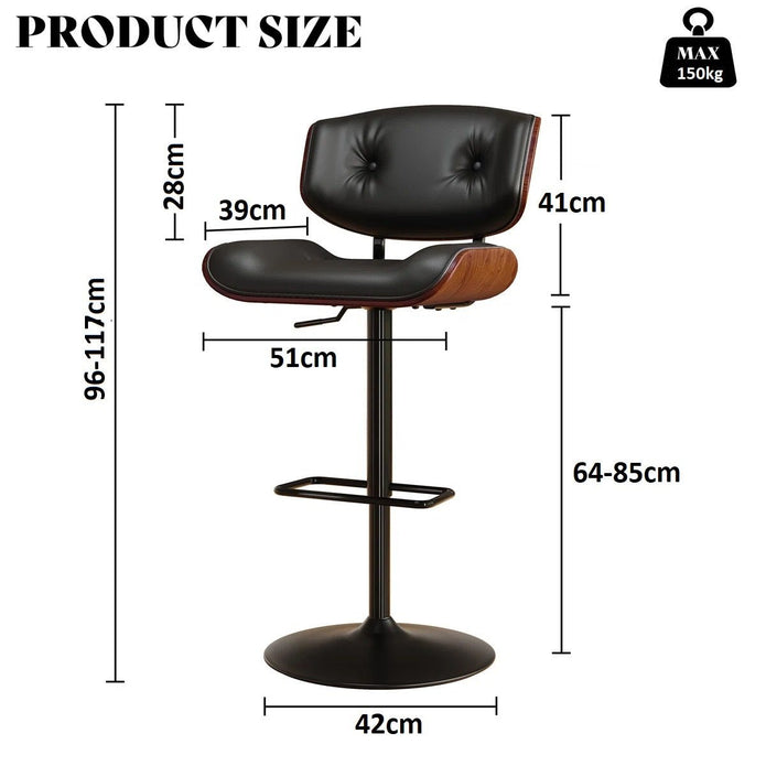 Boris Wooden Counter Stool Swivel Black