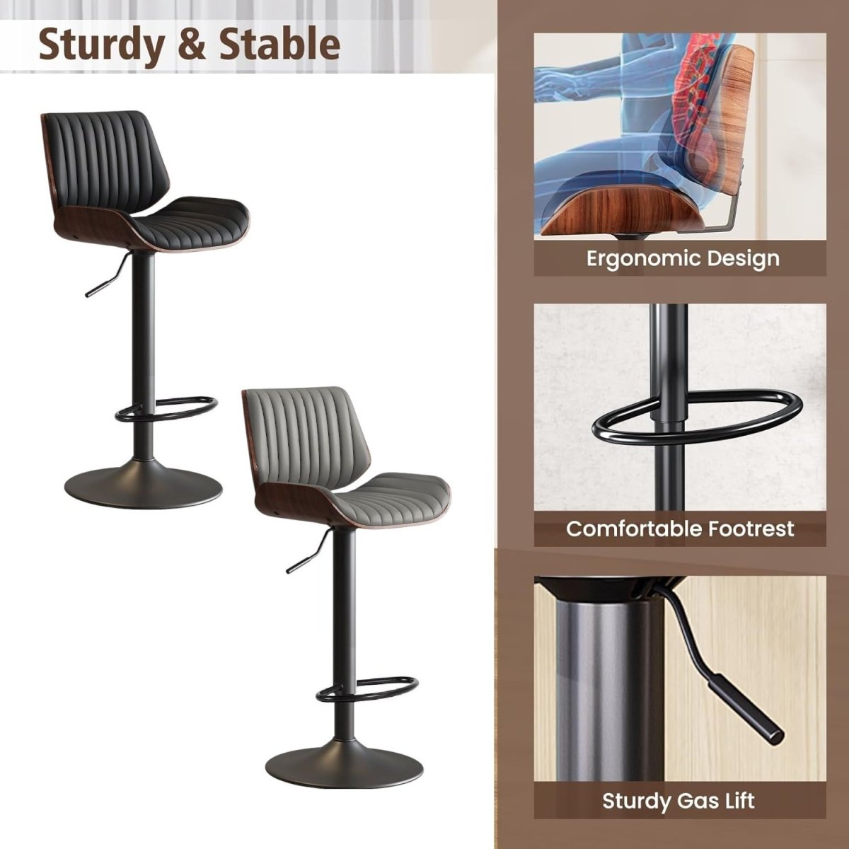 Ashton Wooden Bar Stool Grey
