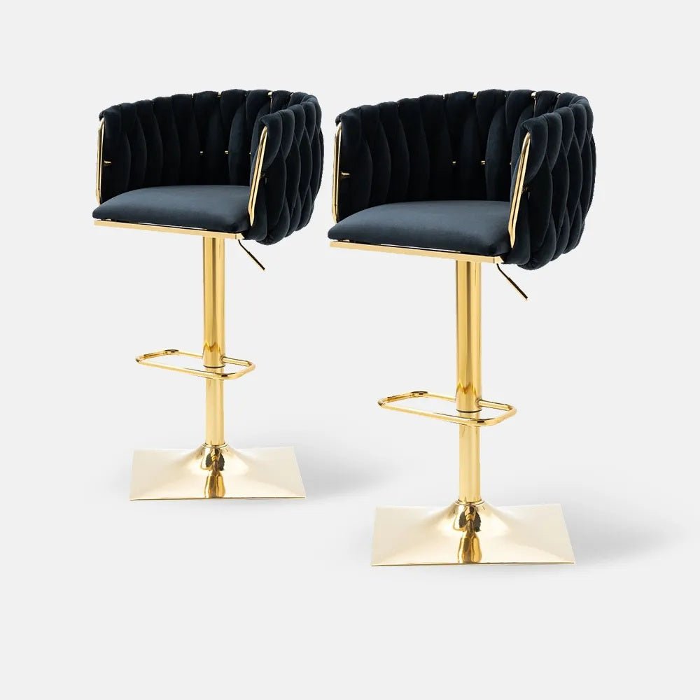 Goldie Velvet Counter Stool Swivel Adjustable (Set of 2) Black