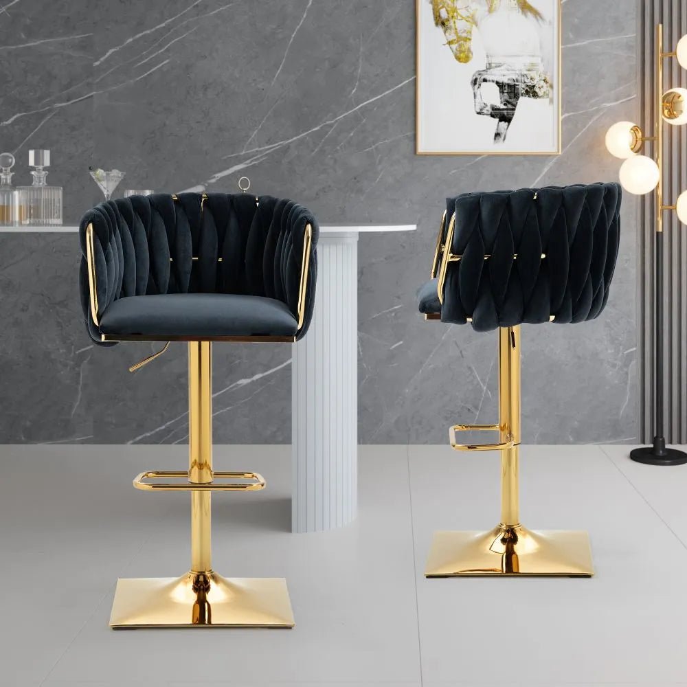 Goldie Velvet Counter Stool Swivel Adjustable (Set of 2) Black