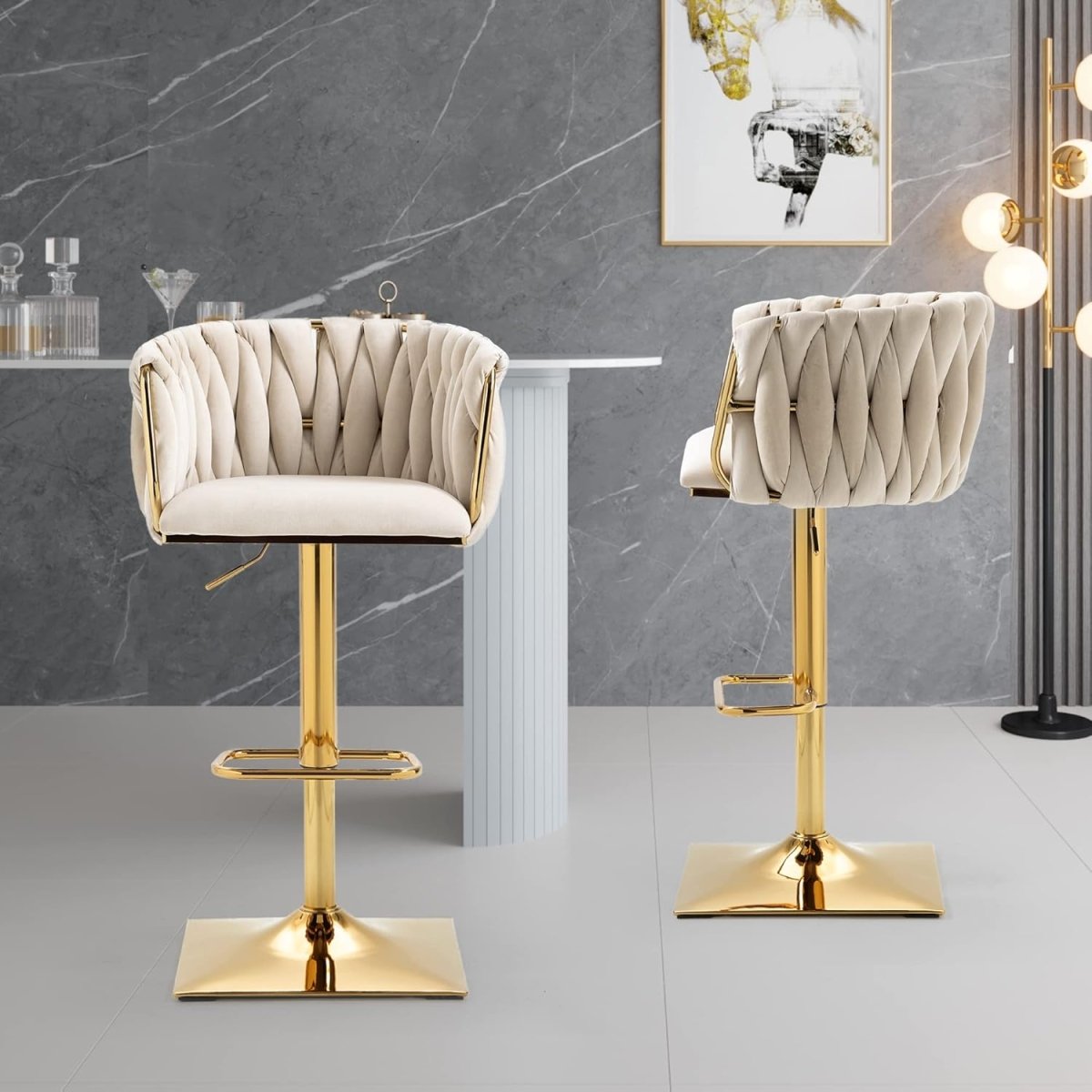 Quinn Velvet Counter Stool Swivel Adjustable (Set of 2)