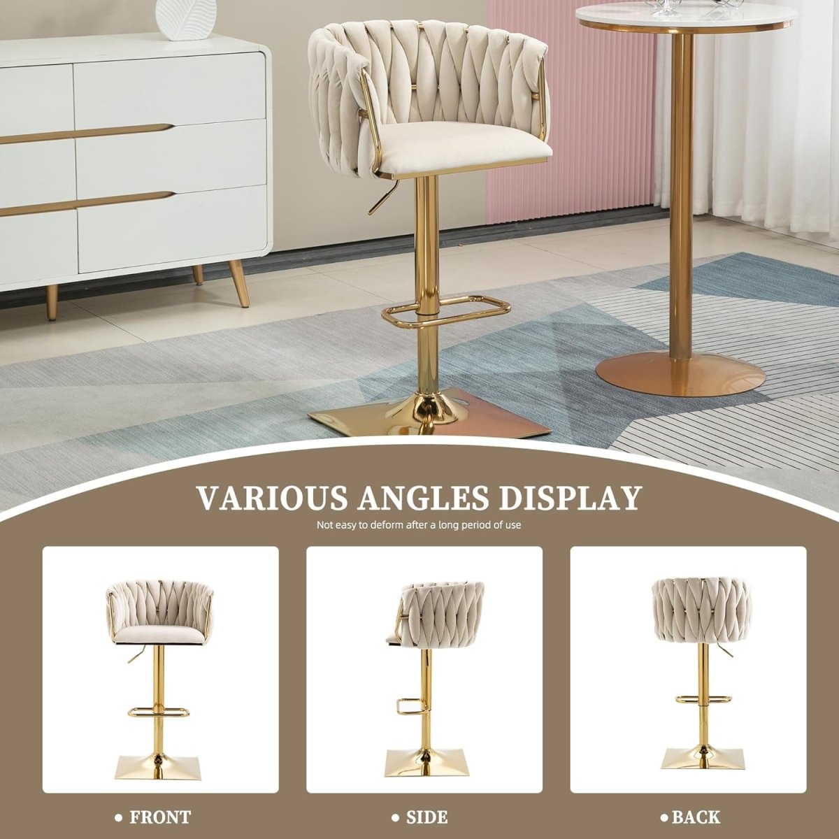 Quinn Velvet Counter Stool Swivel Adjustable (Set of 2)