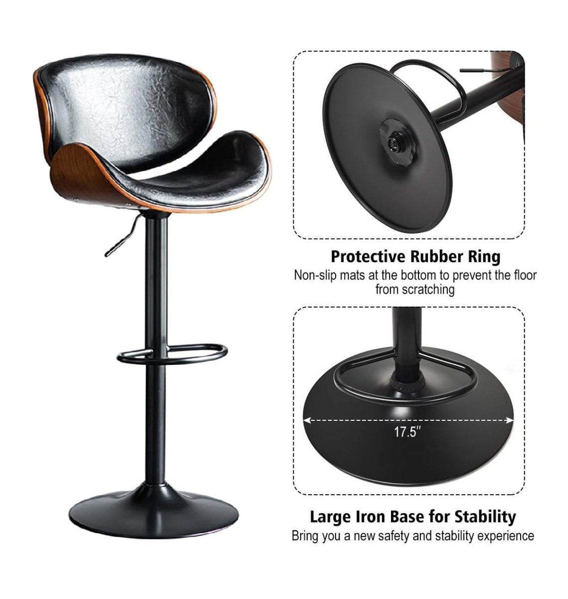 Spencer Counter Stool Swivel Black