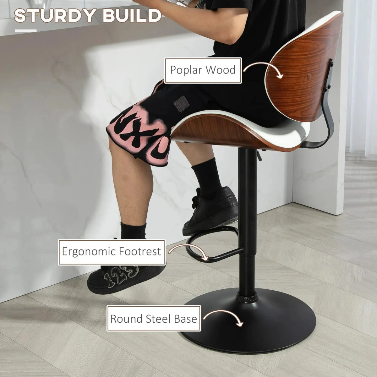 Oak Counter Stool Swivel White