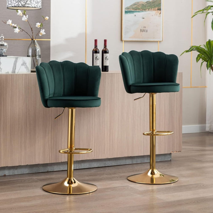 Otto Velvet Counter Stool Swivel Adjustable (Set of 2) Red & Green