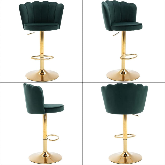 Otto Velvet Counter Stool Swivel Adjustable (Set of 2) Red & Green