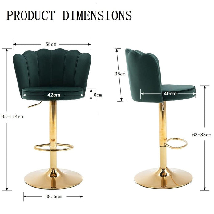 Otto Velvet Counter Stool Swivel Adjustable (Set of 2) Red & Green