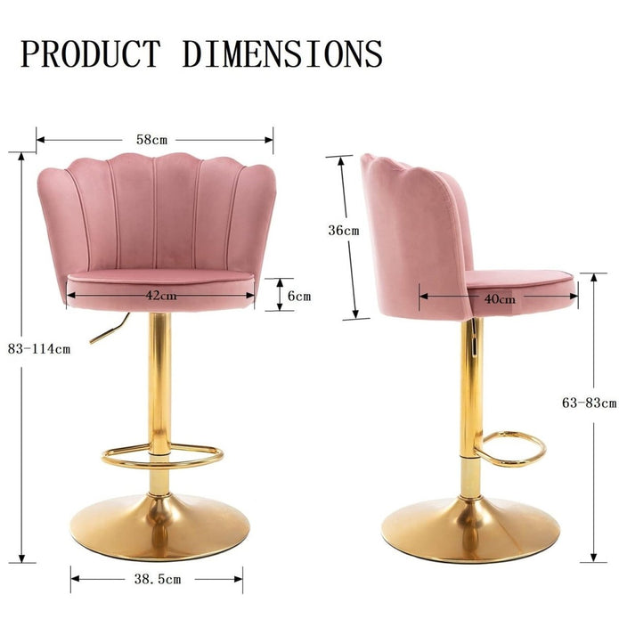 Anders Velvet Counter Stool Swivel Adjustable (Set of 2) Red & Pink