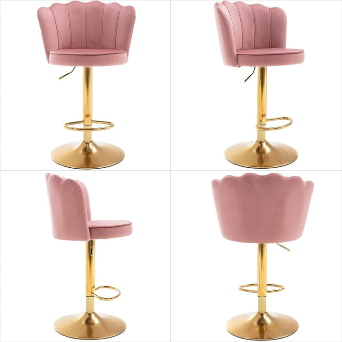 Anders Velvet Counter Stool Swivel Adjustable (Set of 2) Red & Pink