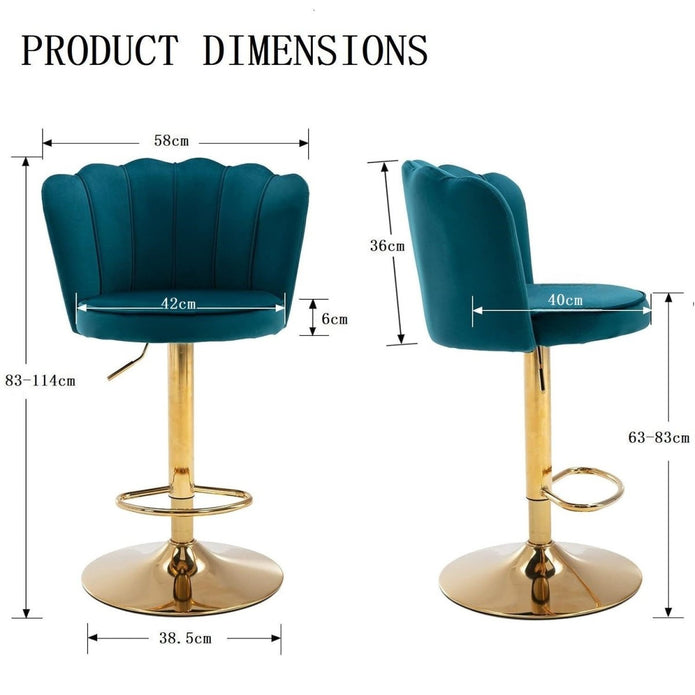 Piet Velvet Counter Stool Swivel Adjustable (Set of 2) Red & Blue