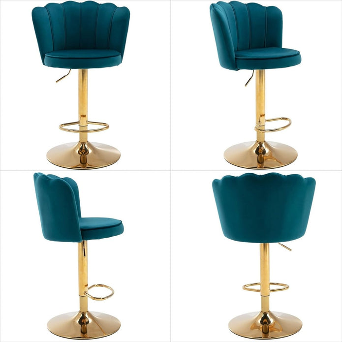 Piet Velvet Counter Stool Swivel Adjustable (Set of 2) Red & Blue