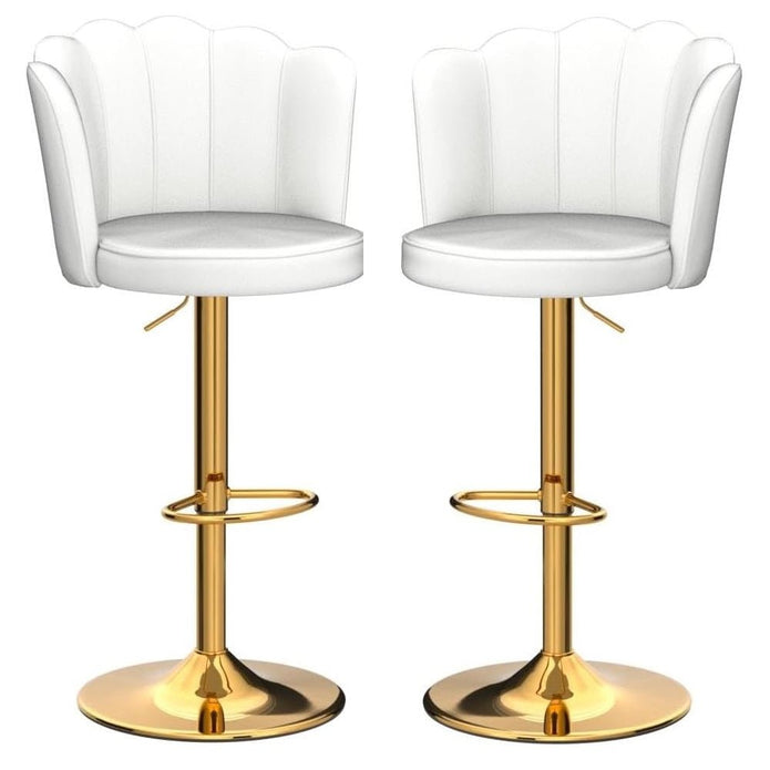 Sage Velvet Counter Stool Swivel Adjustable (Set of 2) White & Red
