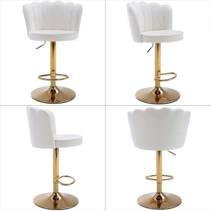 Sage Velvet Counter Stool Swivel Adjustable (Set of 2) White & Red