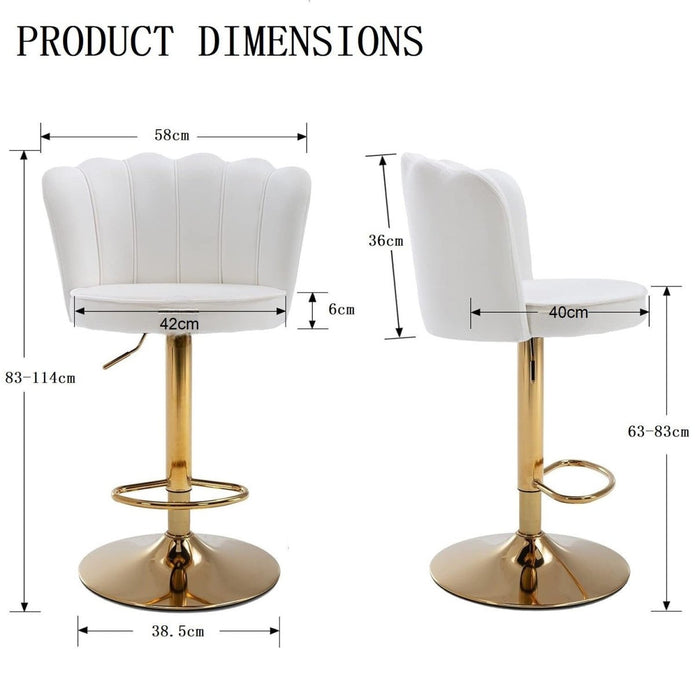 Sage Velvet Counter Stool Swivel Adjustable (Set of 2) White & Red