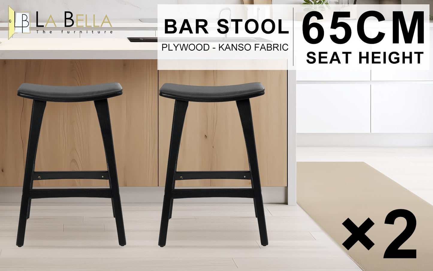 Ford Leather Dining Chair Padded (Set of 2) Black 65cm
