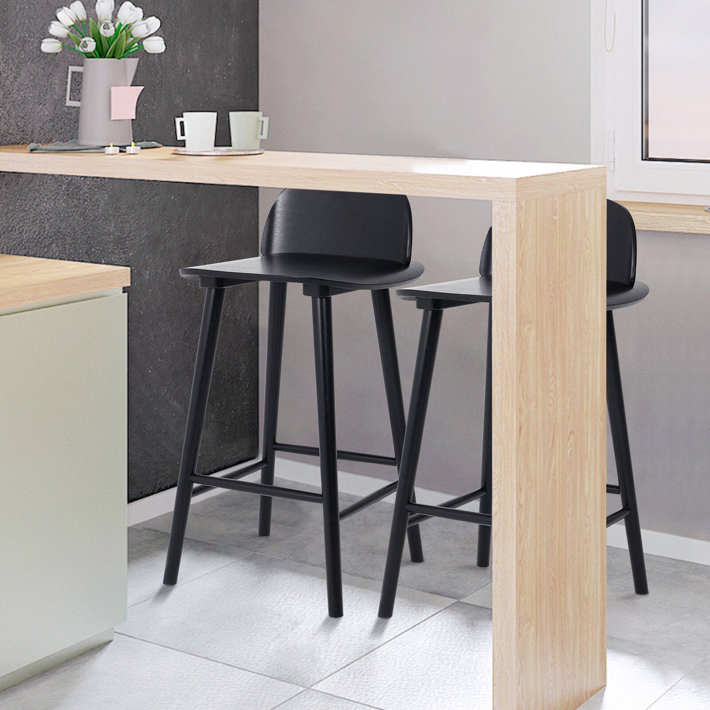 Evie Wooden Dining Chair Black 65cm