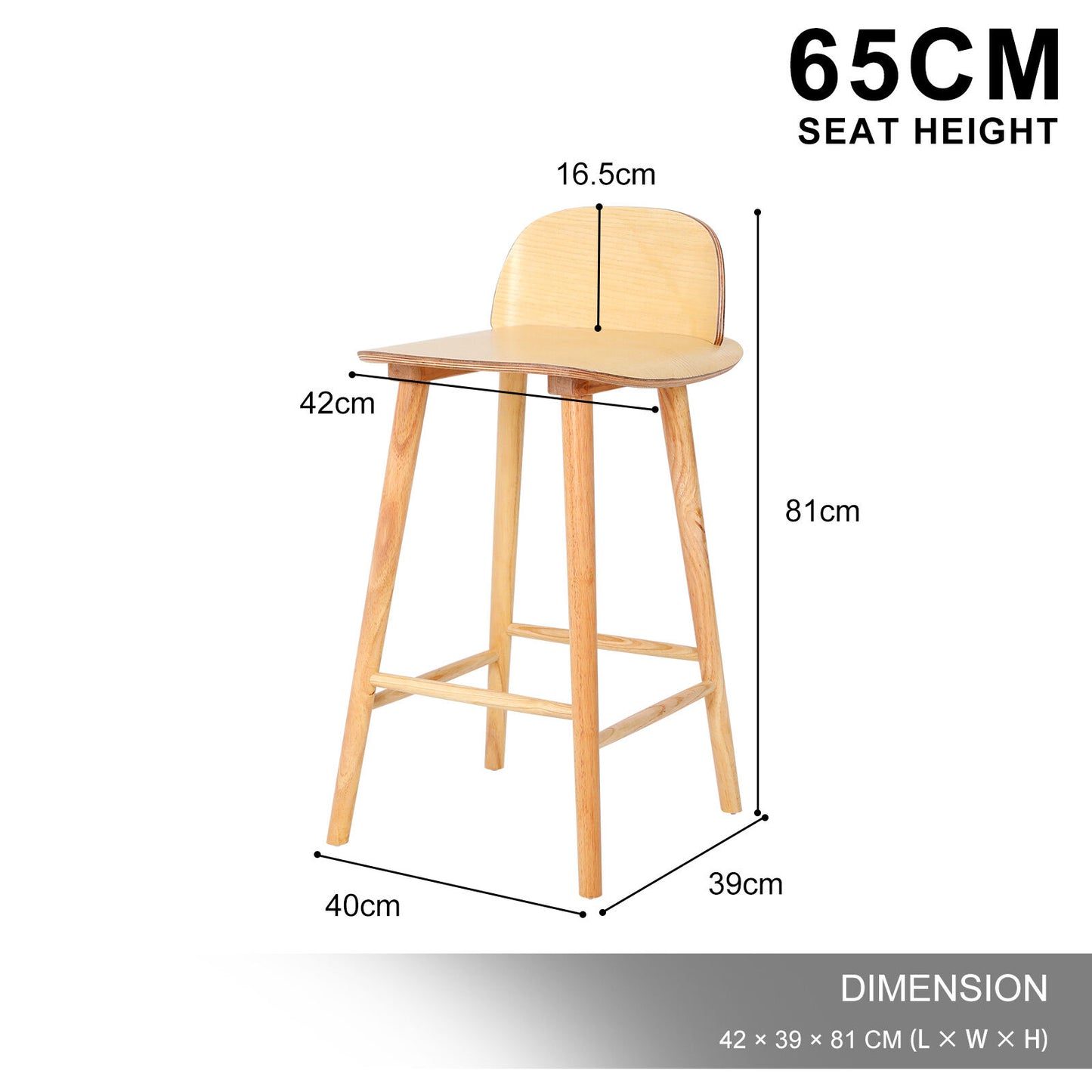 Zen Wooden Dining Chair 65cm
