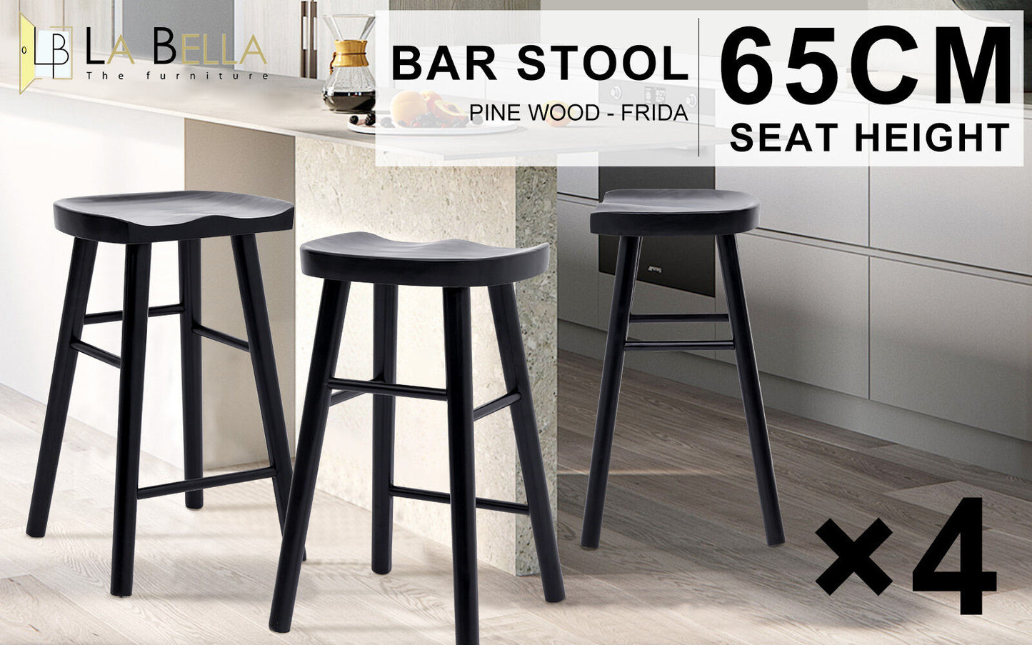 Kirk Wooden Dining Chair (Set of 4) Black 65cm