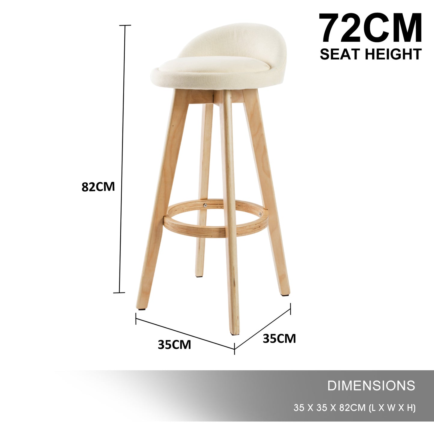 Tomas Fabric Dining Chair (Set of 4) Beige 72cm