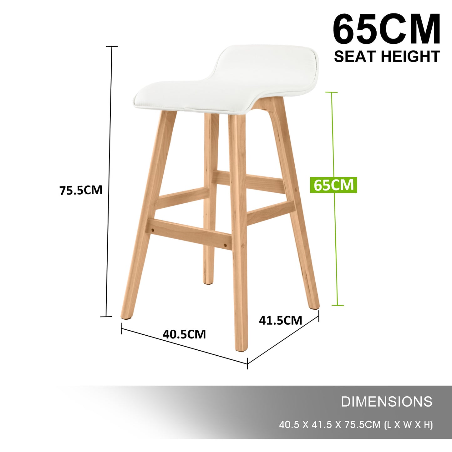 Willow Leather Dining Chair (Set of 2) White 65cm