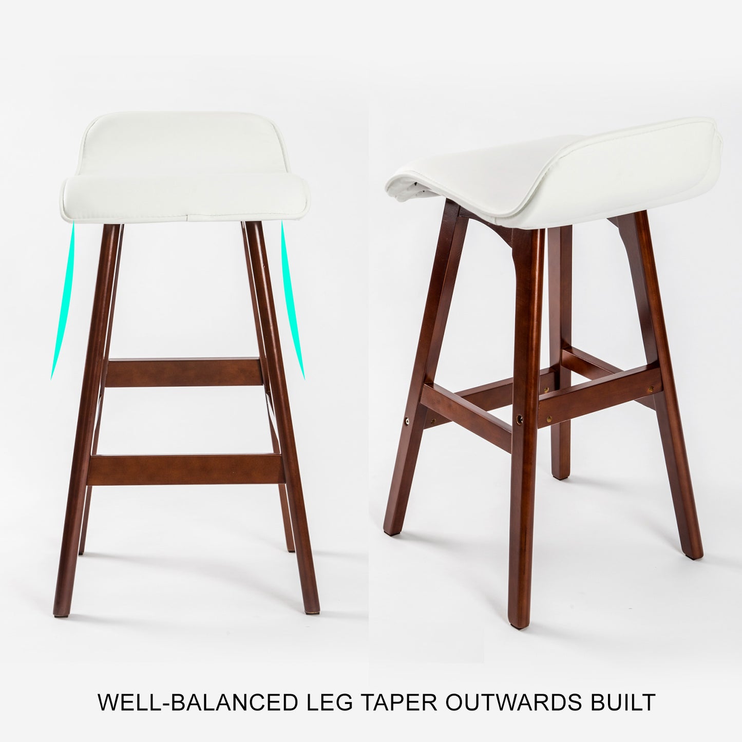 Lane Leather Dining Chair (Set of 4) White & Brown 65cm