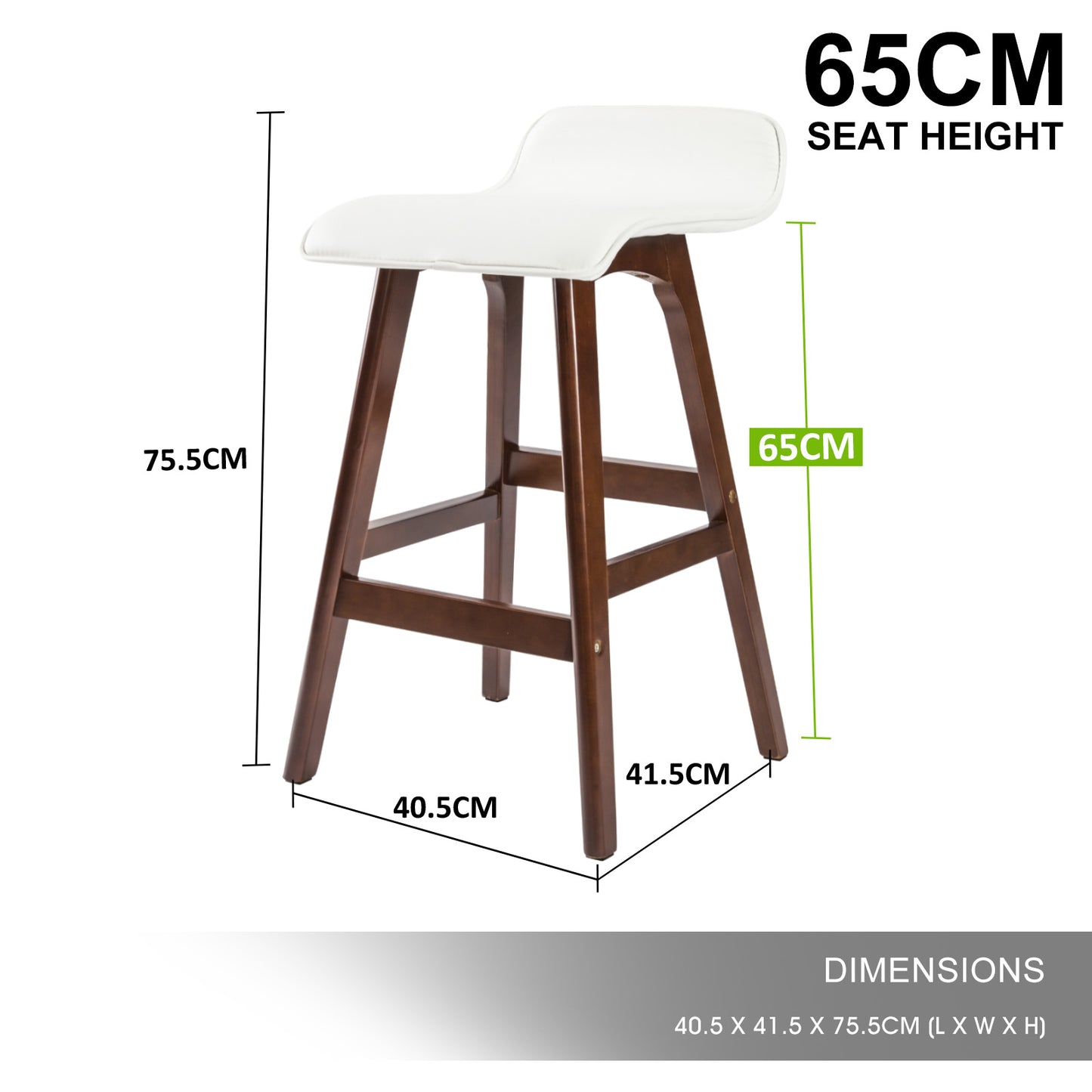 Lane Leather Dining Chair (Set of 4) White & Brown 65cm