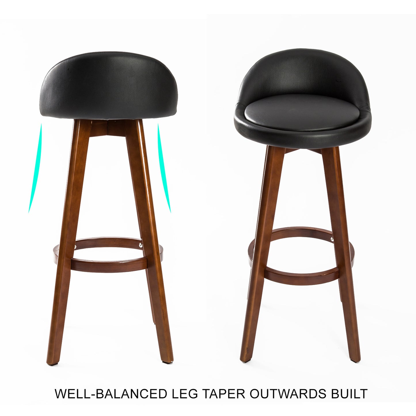 Ivy Leather Dining Chair (Set of 2) Black & Brown 72cm