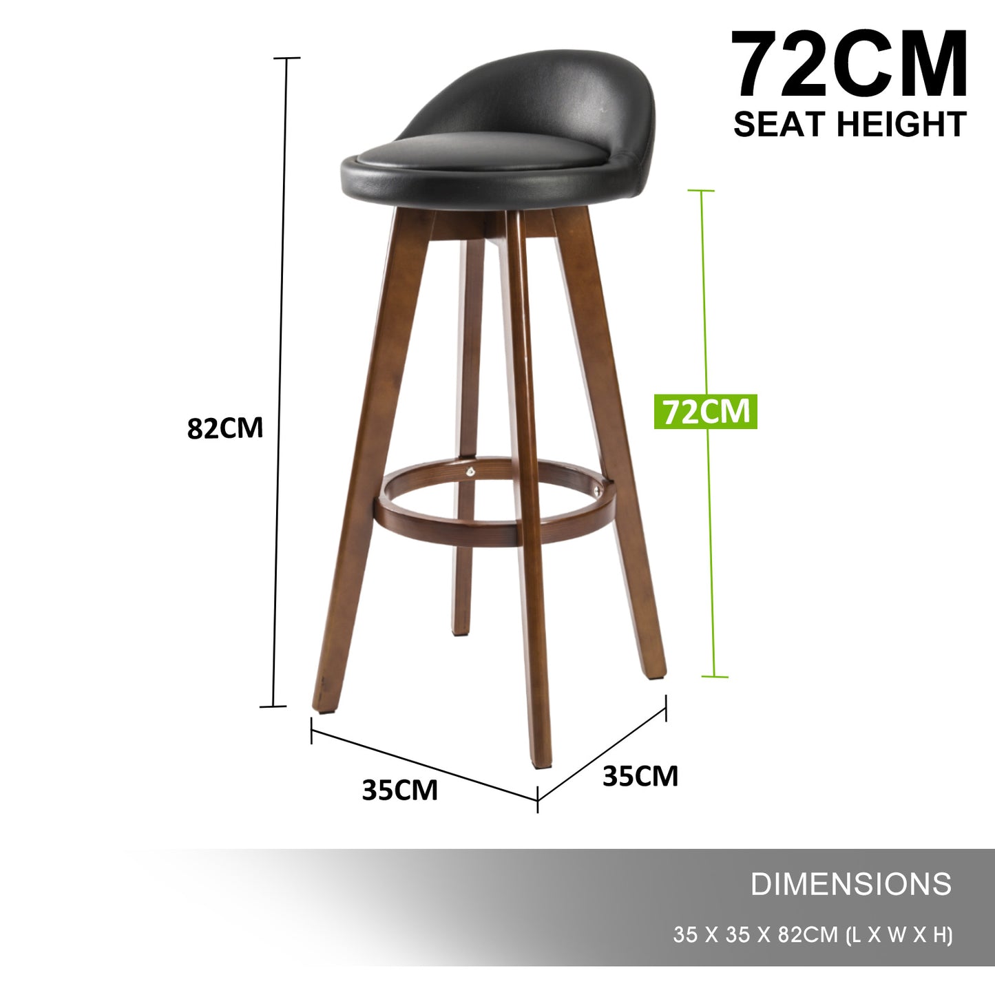 Ivy Leather Dining Chair (Set of 2) Black & Brown 72cm