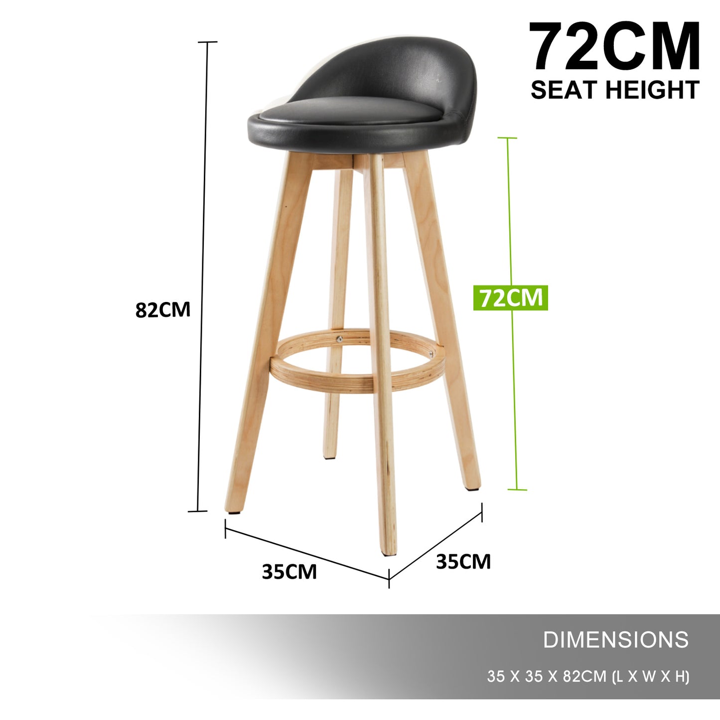 Fritz Leather Dining Chair (Set of 2) Black 72cm