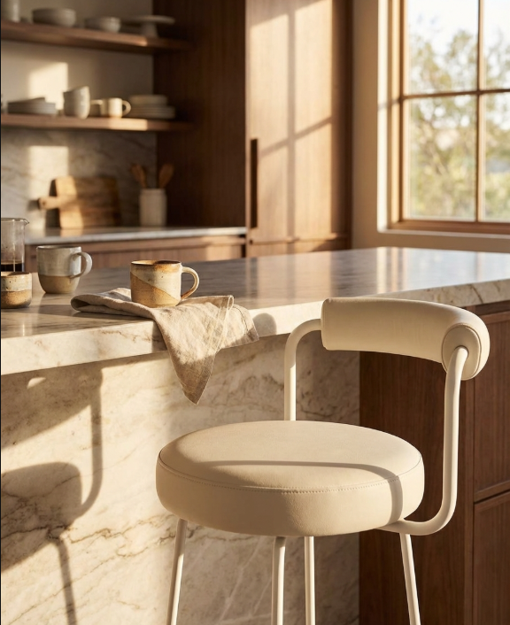Nash Leather Bar Stool (Set of 2) White