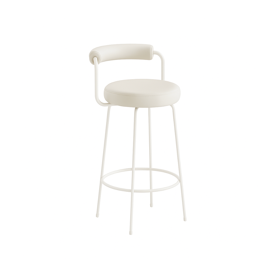 Nash Leather Bar Stool (Set of 2) White