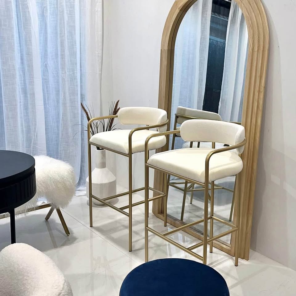 Erik Fabric Bar Stool White